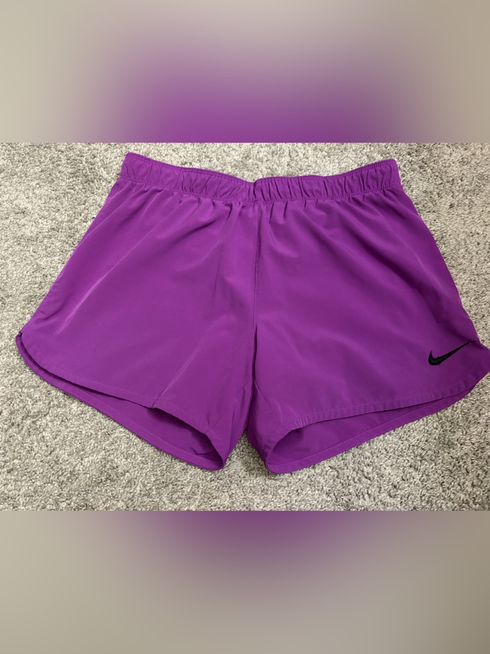 Nike Women's Bright Purple Athletic Shorts with Swoosh